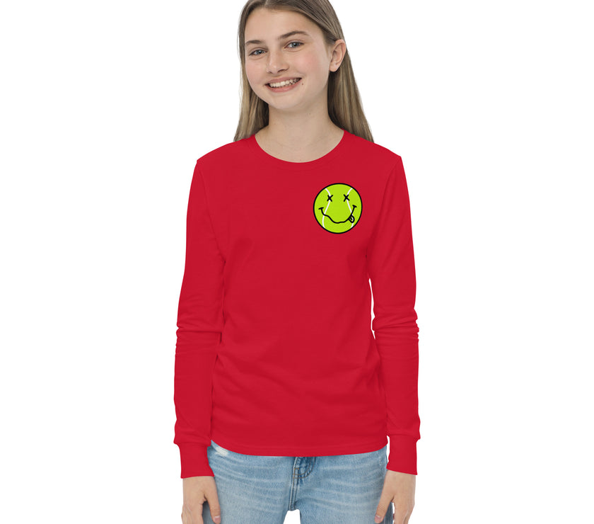 Smiling Tennis Ball by CoVA Tennis Youth long sleeve tee