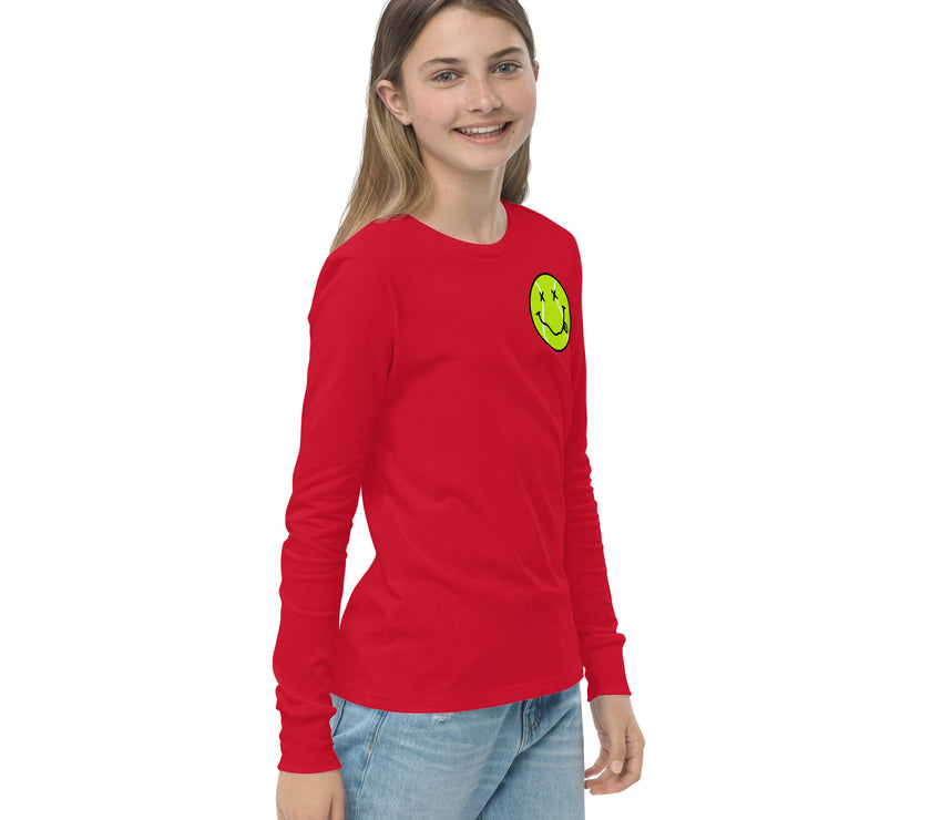 Smiling Tennis Ball by CoVA Tennis Youth long sleeve tee