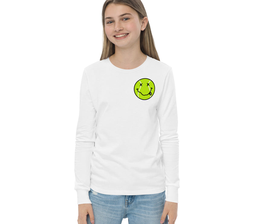 Smiling Tennis Ball by CoVA Tennis Youth long sleeve tee