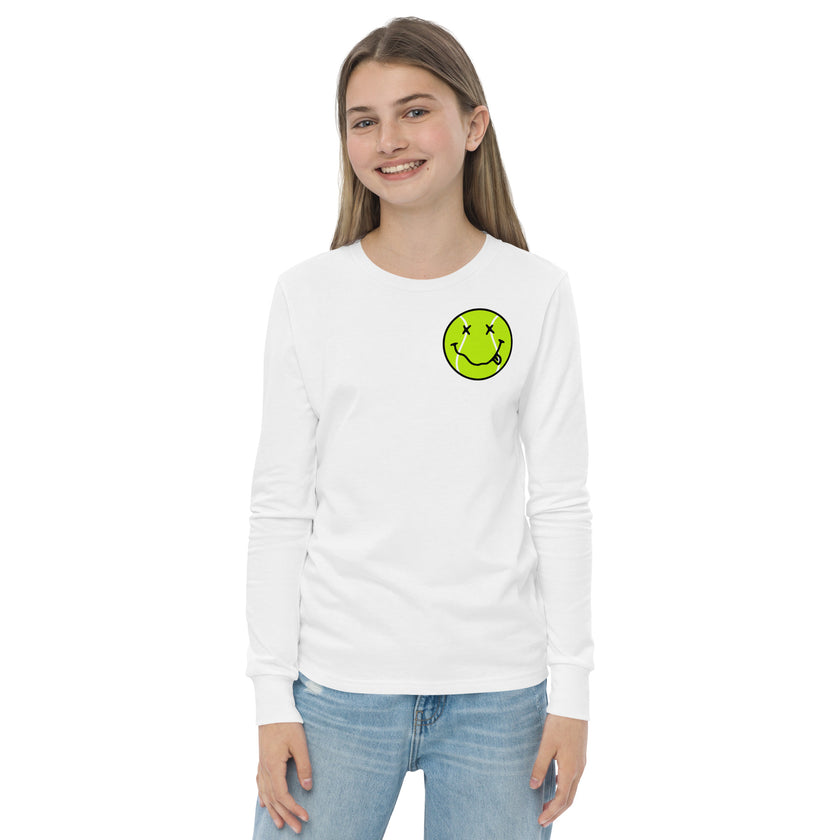 Smiling Tennis Ball by CoVA Tennis Youth long sleeve tee