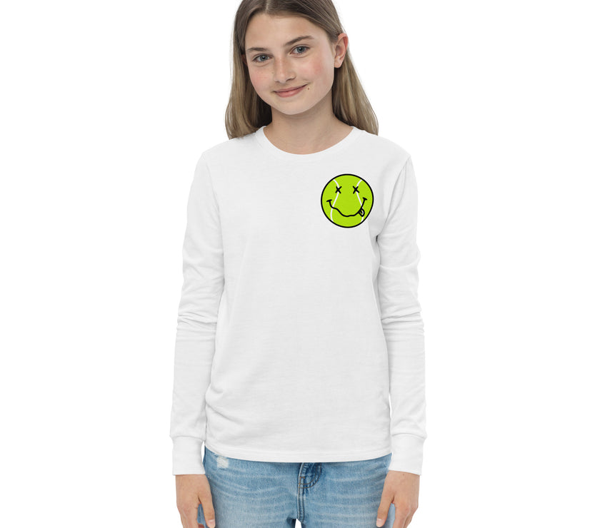 Smiling Tennis Ball by CoVA Tennis Youth long sleeve tee