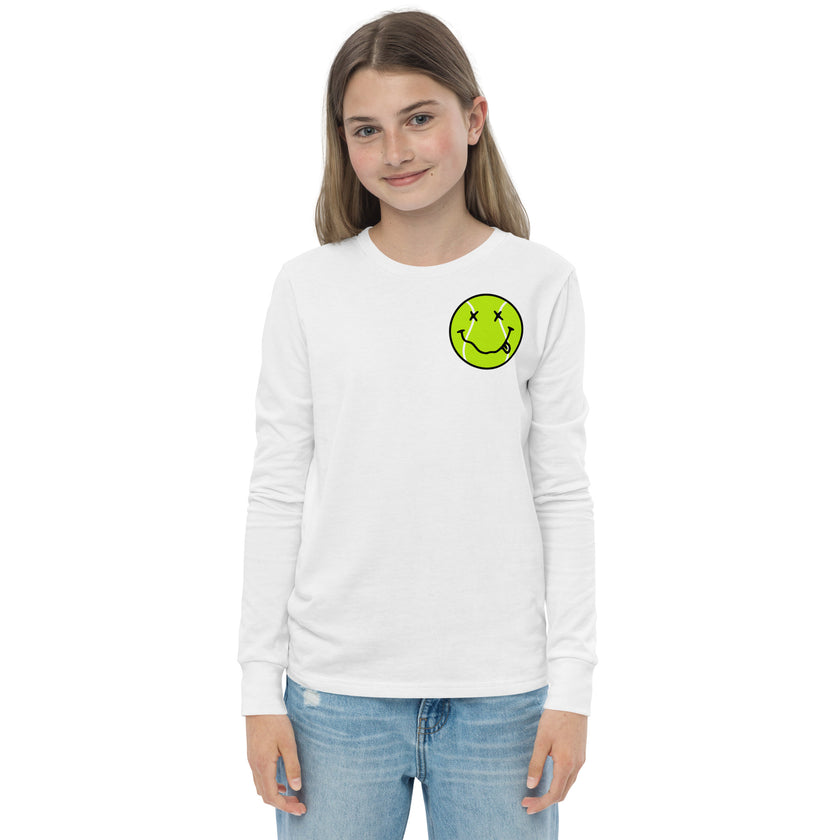 Smiling Tennis Ball by CoVA Tennis Youth long sleeve tee