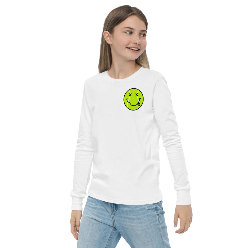 Smiling Tennis Ball by CoVA Tennis Youth long sleeve tee