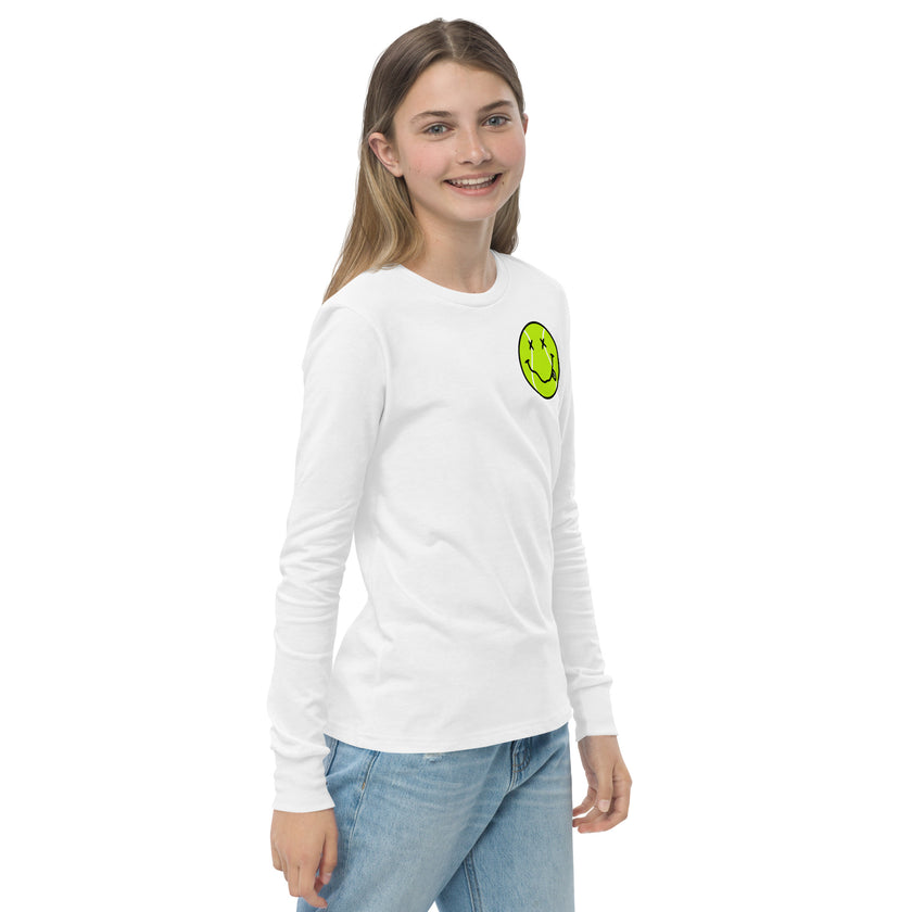 Smiling Tennis Ball by CoVA Tennis Youth long sleeve tee