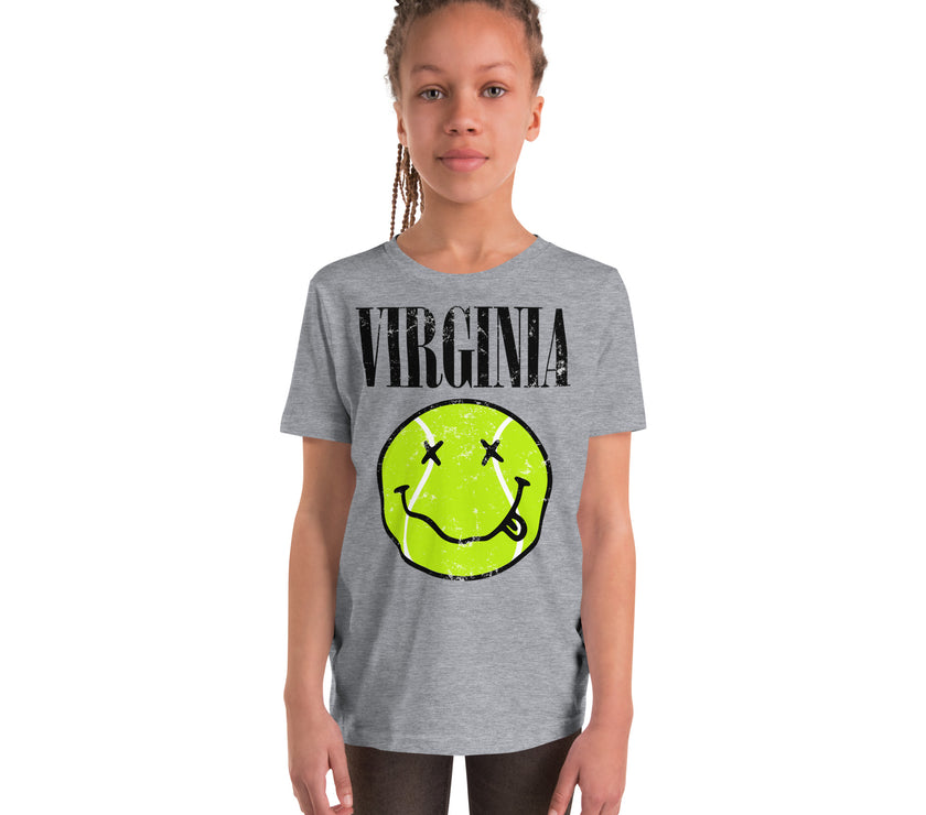 Virginia Smiley Face Tennis Ball by CoVA Tennis Youth Short Sleeve T-Shirt