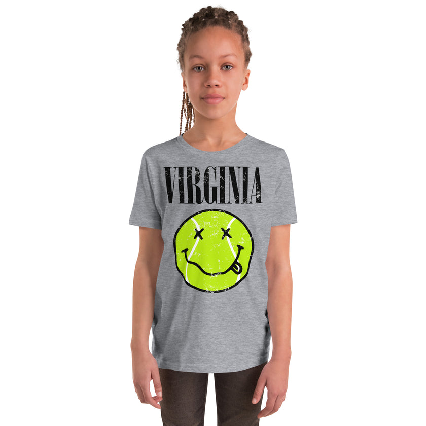 Virginia Smiley Face Tennis Ball by CoVA Tennis Youth Short Sleeve T-Shirt