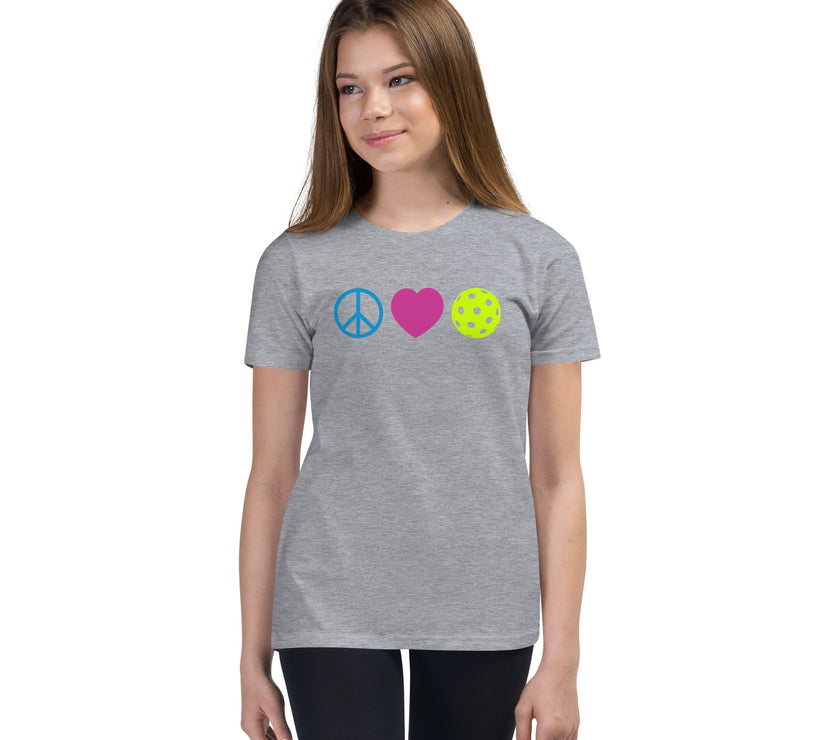 Peace Love Pickleball Youth Short Sleeve T-Shirt