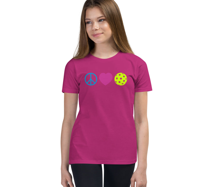 Peace Love Pickleball Youth Short Sleeve T-Shirt