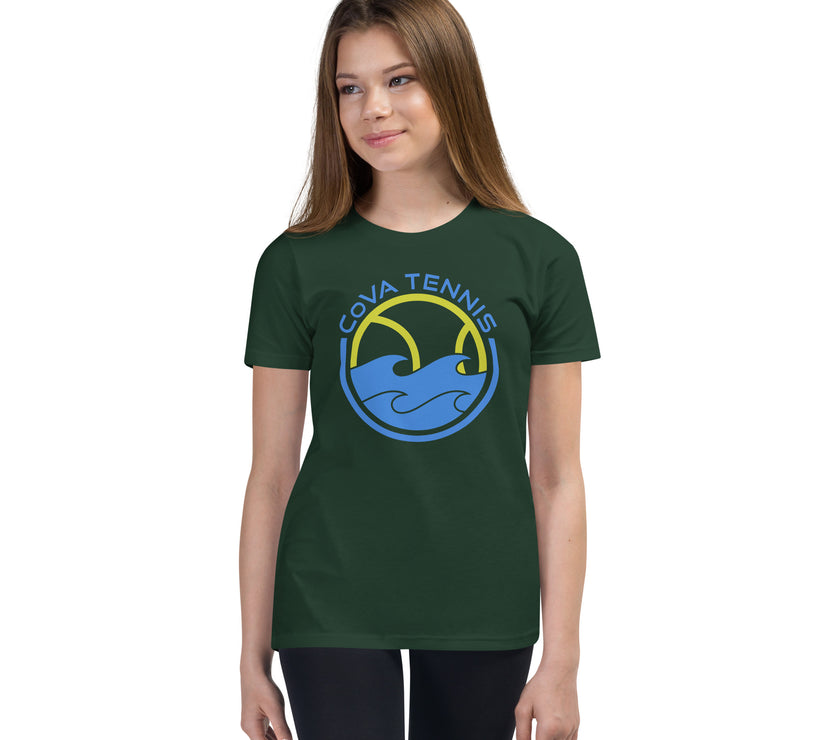 CoVA Tennis Ball & Waves Logo Youth Short Sleeve T-Shirt