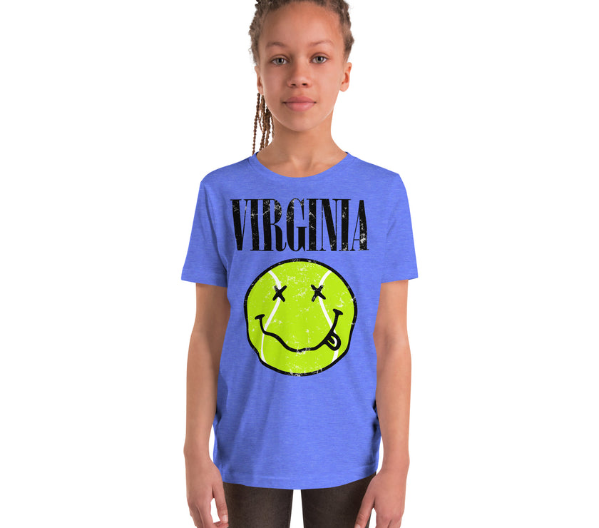 Virginia Smiley Face Tennis Ball by CoVA Tennis Youth Short Sleeve T-Shirt