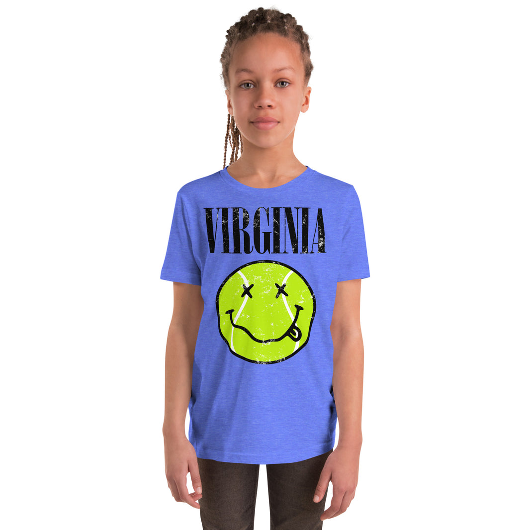 Virginia Smiley Face Tennis Ball by CoVA Tennis Youth Short Sleeve T-Shirt