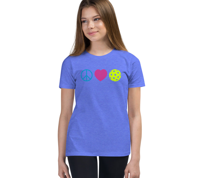 Peace Love Pickleball Youth Short Sleeve T-Shirt