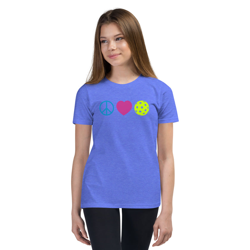 Peace Love Pickleball Youth Short Sleeve T-Shirt