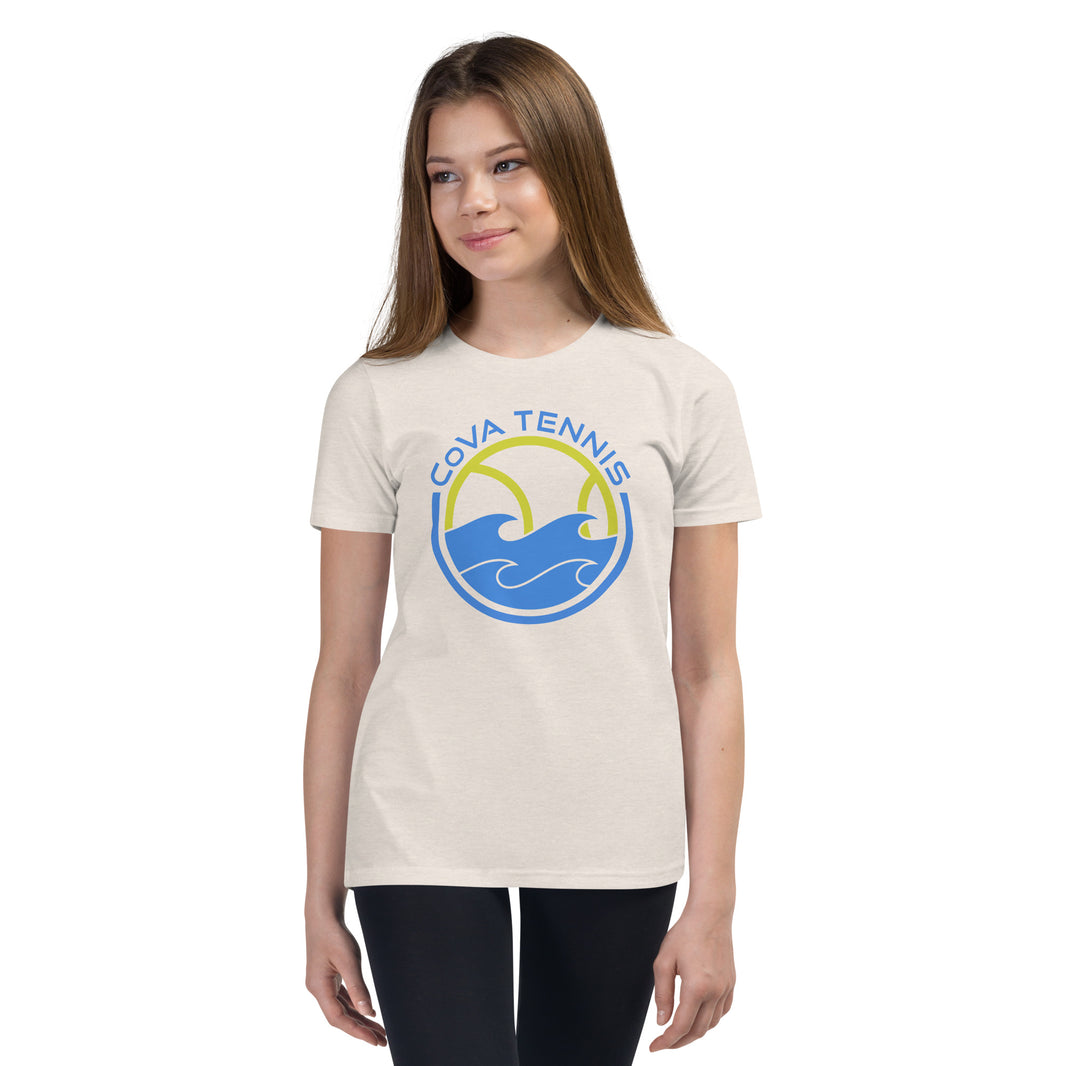 CoVA Tennis Ball & Waves Logo Youth Short Sleeve T-Shirt