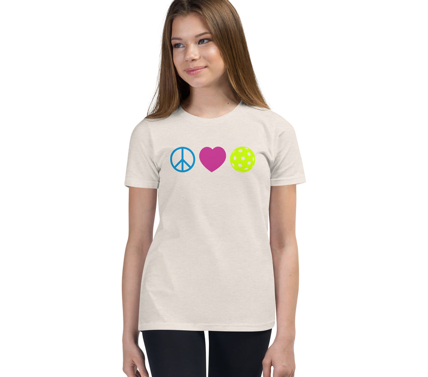 Peace Love Pickleball Youth Short Sleeve T-Shirt