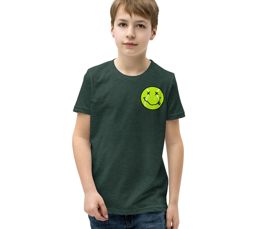 Smiling Tennis Ball by CoVA Tennis Youth Short Sleeve T-Shirt