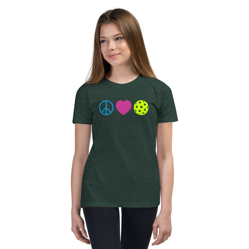 Peace Love Pickleball Youth Short Sleeve T-Shirt