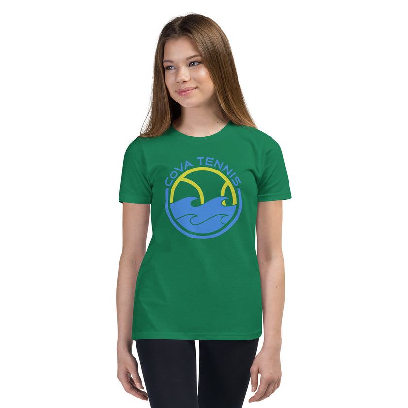 CoVA Tennis Ball & Waves Logo Youth Short Sleeve T-Shirt