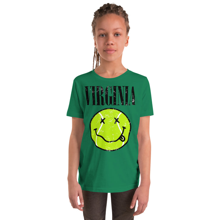 Virginia Smiley Face Tennis Ball by CoVA Tennis Youth Short Sleeve T-Shirt