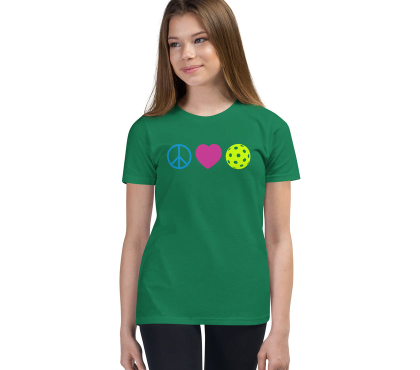 Peace Love Pickleball Youth Short Sleeve T-Shirt