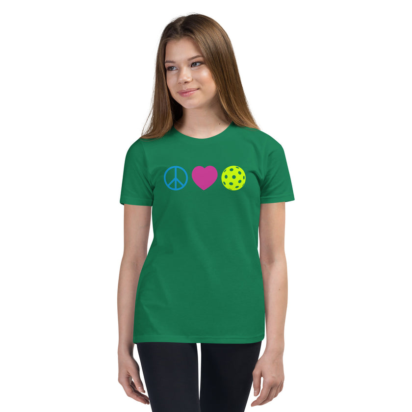 Peace Love Pickleball Youth Short Sleeve T-Shirt