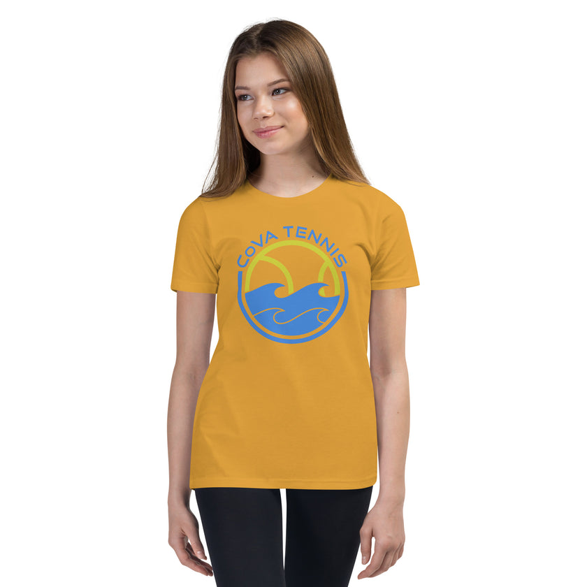 CoVA Tennis Ball & Waves Logo Youth Short Sleeve T-Shirt