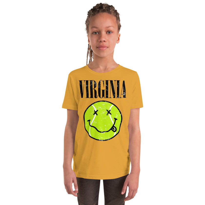 Virginia Smiley Face Tennis Ball by CoVA Tennis Youth Short Sleeve T-Shirt