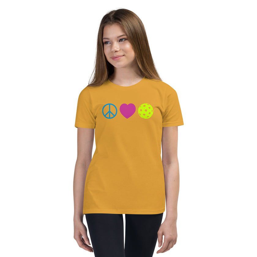 Peace Love Pickleball Youth Short Sleeve T-Shirt