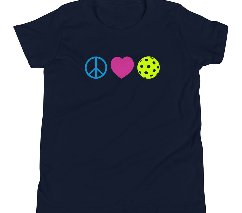 Peace Love Pickleball Youth Short Sleeve T-Shirt