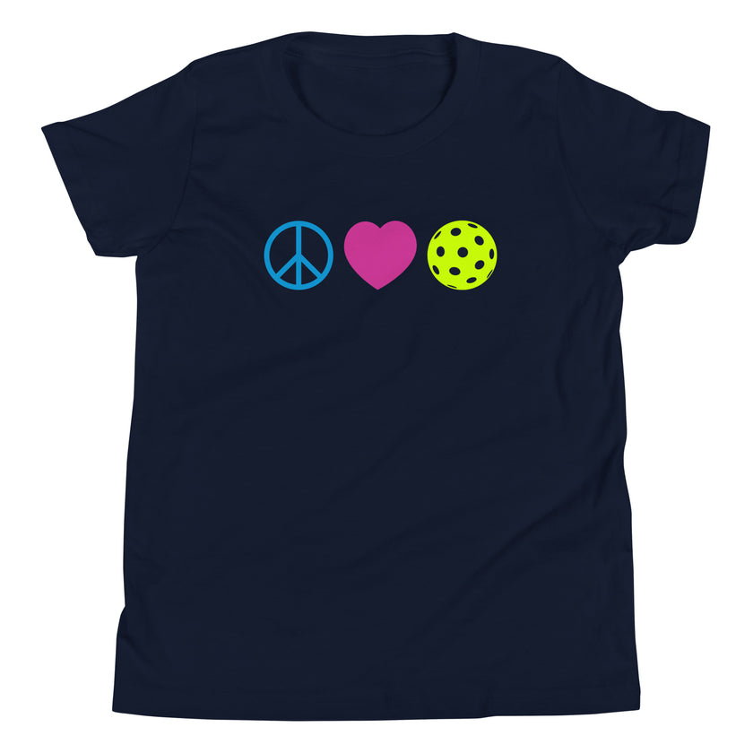 Peace Love Pickleball Youth Short Sleeve T-Shirt