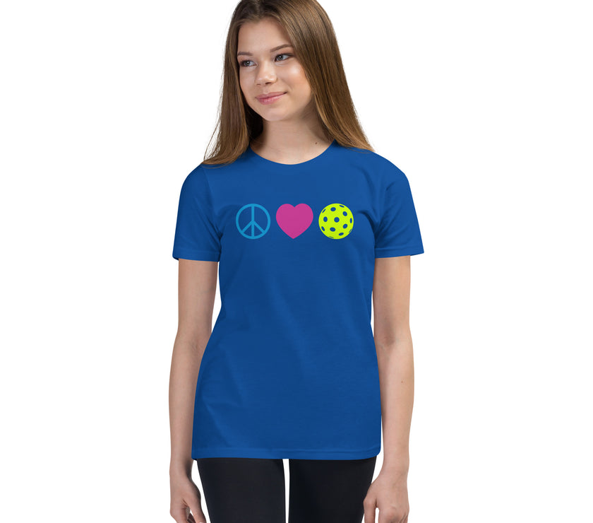 Peace Love Pickleball Youth Short Sleeve T-Shirt