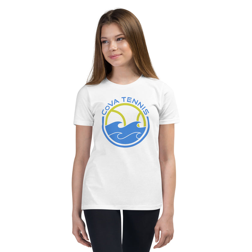 CoVA Tennis Ball & Waves Logo Youth Short Sleeve T-Shirt