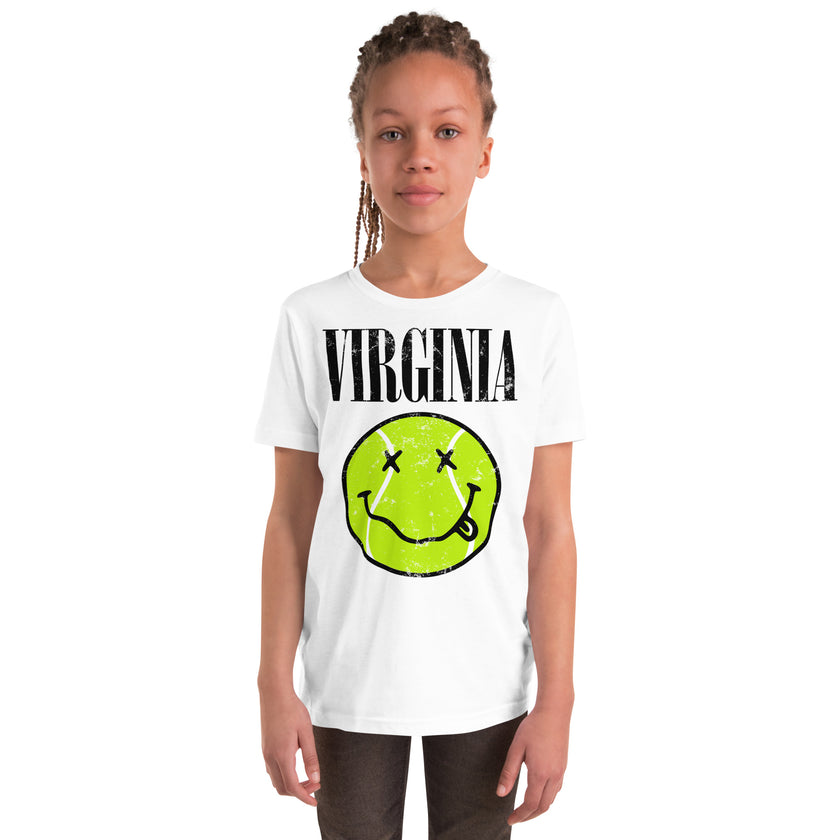 Virginia Smiley Face Tennis Ball by CoVA Tennis Youth Short Sleeve T-Shirt