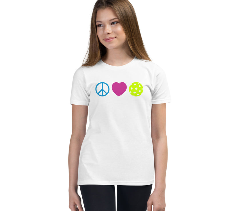 Peace Love Pickleball Youth Short Sleeve T-Shirt