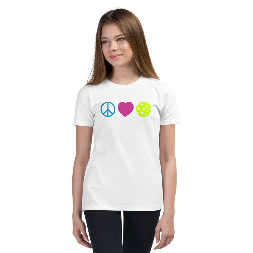 Peace Love Pickleball Youth Short Sleeve T-Shirt